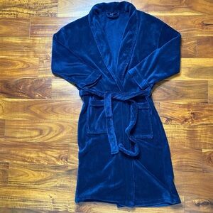 GUC Men’s S/M Croft & Barrow Dark Blue Faux Fur Belted Robe with 2 Front Pockets
